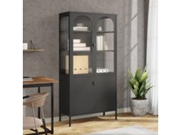 Vidaxl Móvel Alto 90x40x180 Cm Vidro E Aço Preto