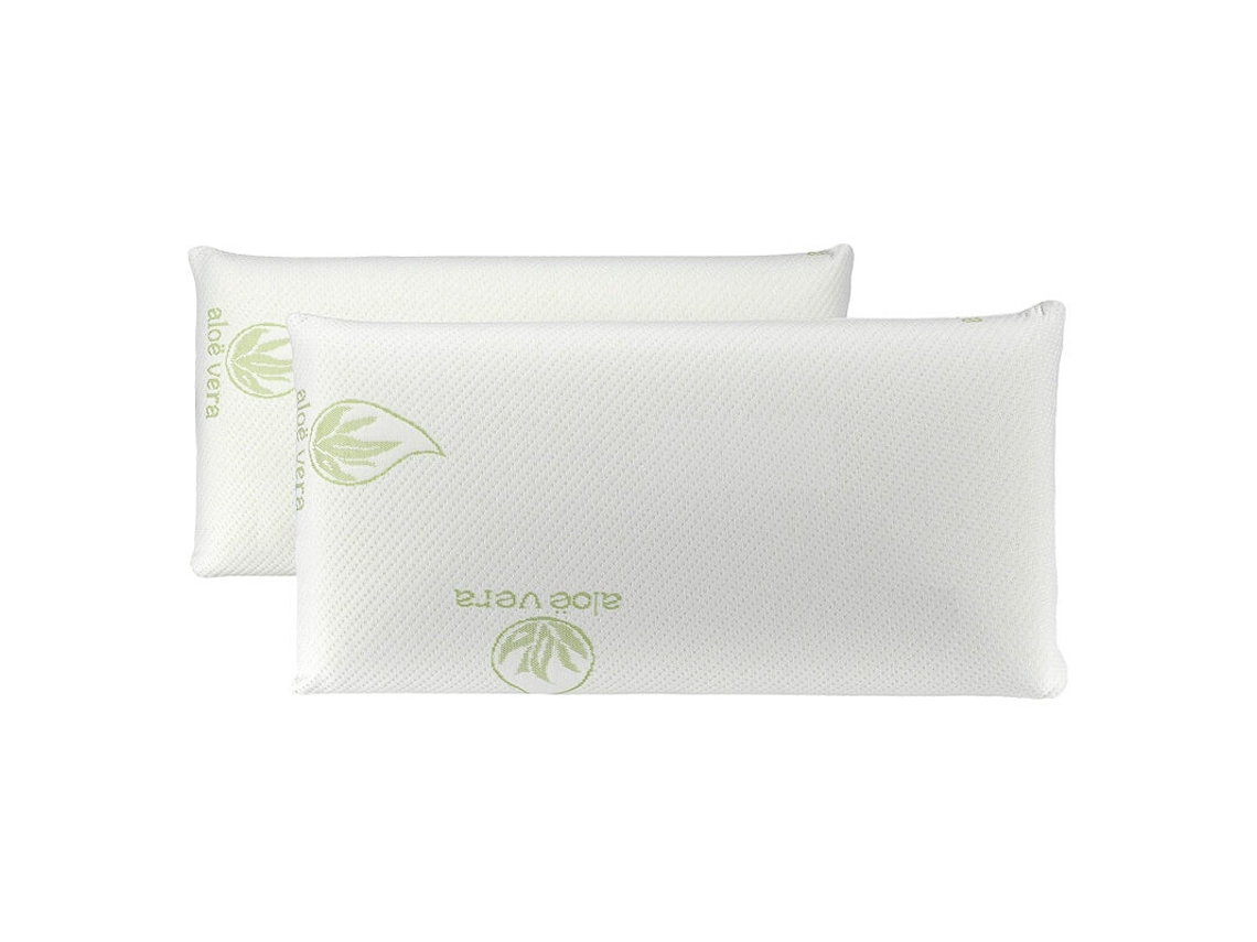 Pack de Duas Almofadas Anti-Alérgicas em Flocos 100% Viscoelástico com Aloe Vera (70 cm)
