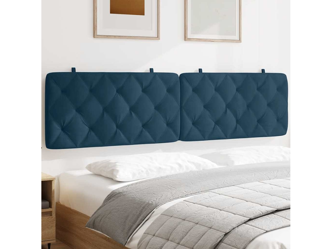 Vidaxl Almofadão De Cabeceira 200 Cm Veludo Azul