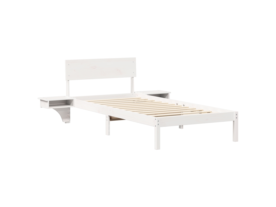 Conjunto 1 Estrado De Cama Plataforma Vidaxl Branco Madeira De Pinho Maciça (90 X 190 Cm)
