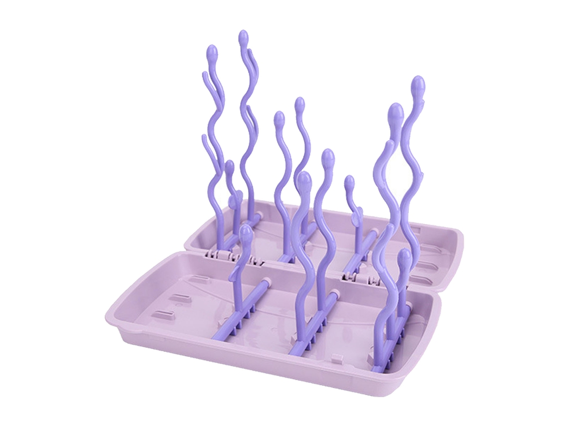 Mali rack de Secagem de Mamadeiras Pp Seguro Plegável Portátil para Mesa Roxo