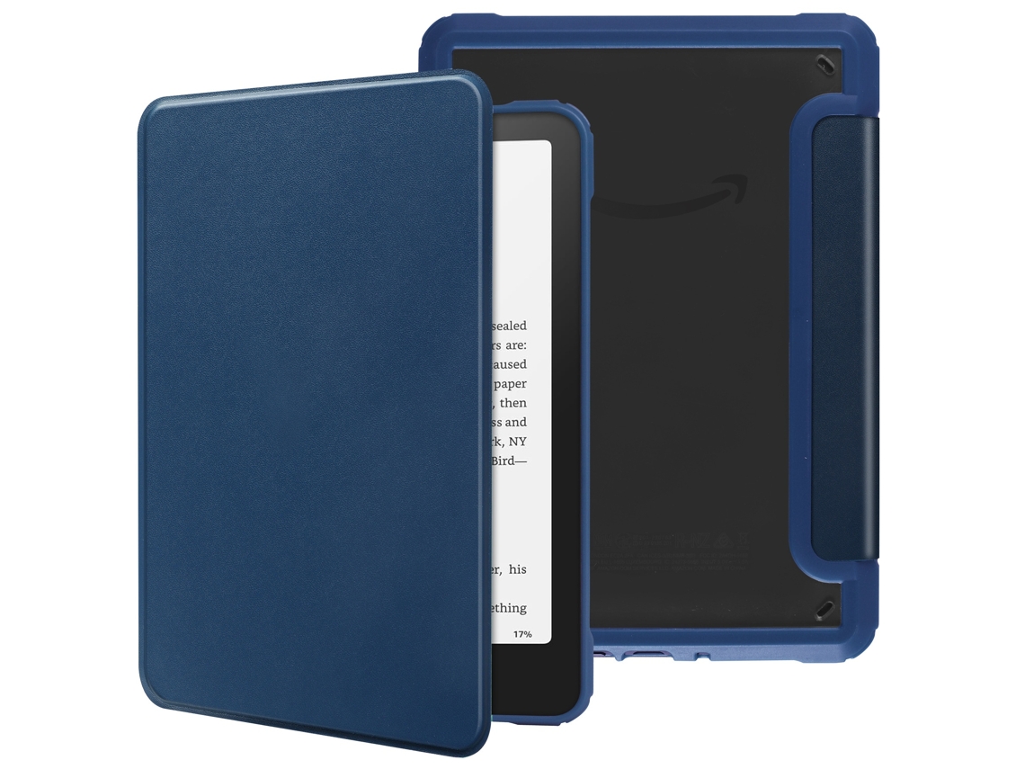 Elysve Capa Protetora Para Kindle Paperwhite 7 Polegadas 2024 Pu Leather Hard Shell Azul Escuro