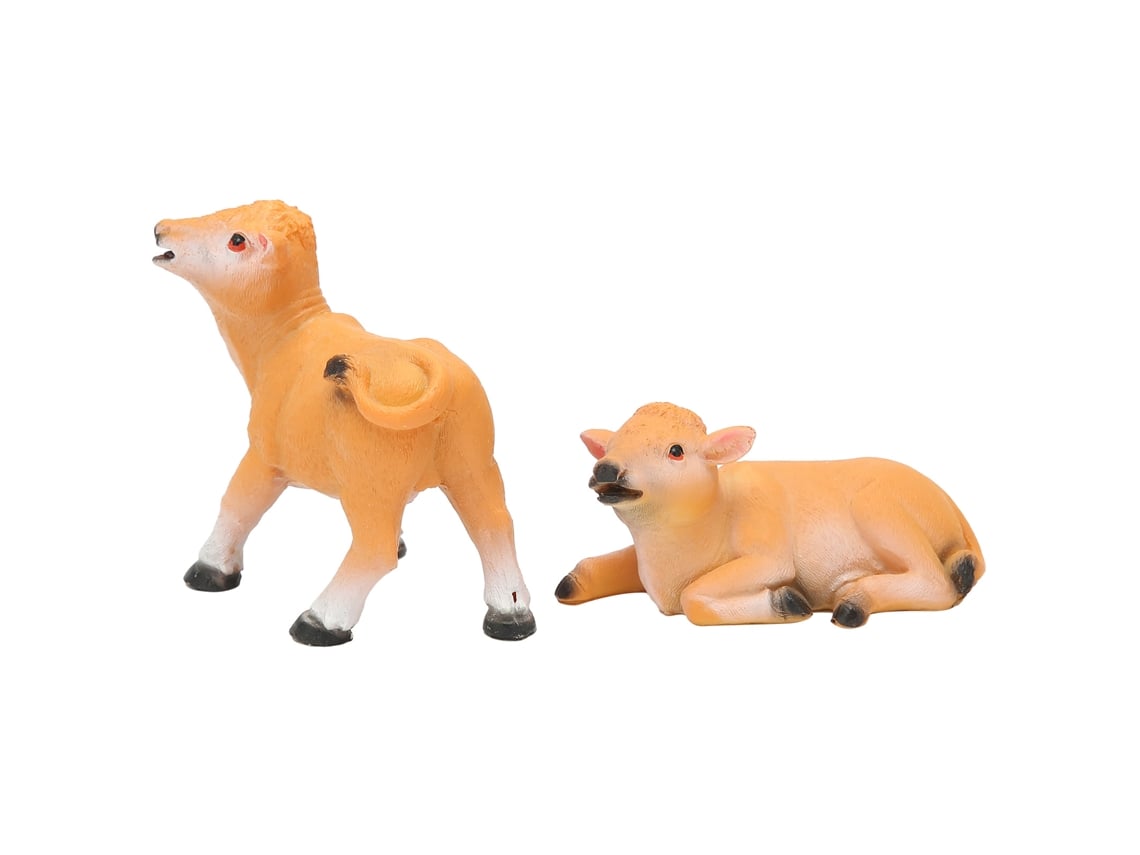 2 Peças Decoração de Bezerro Resina para Jardim Bonsai Modelo Animal Ornamentos Paisagismo Conjunto de 1 Conjunto S/MARCA