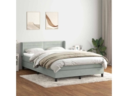 Vidaxl Cama Com Molas/colchão 160x220 Cm Veludo Cinzento-claro