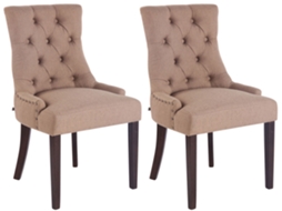Conjunto de 2 Cadeiras de Jantar em Tecido Aberdeen Taupe/Antigo CLP