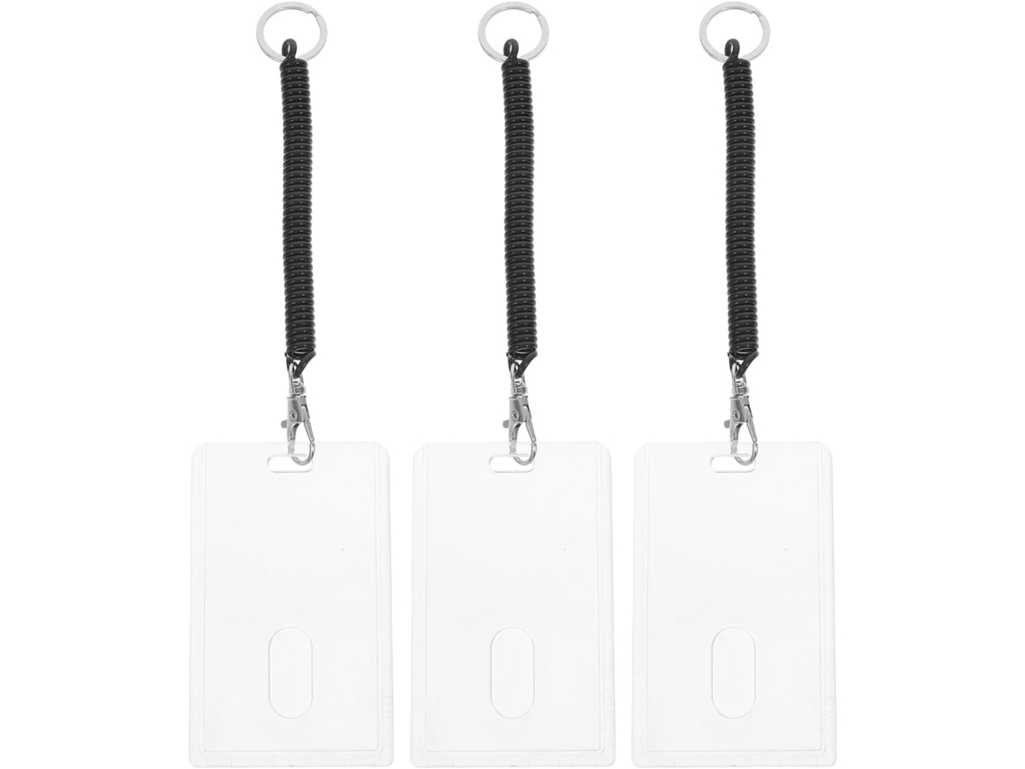 Porta Cartões De Plástico, Chaveiro Com Pulseira Extensível De Mola, Conjunto Com 3 Cordões Espirais Crachás De