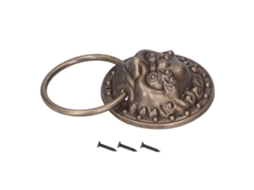 Chaveiro De Porta Antiga Puxador Latão Cabeça De Leão