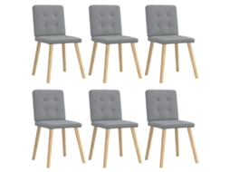 Vidaxl Cadeiras De Jantar 6 Pcs Tecido Cinzento-claro