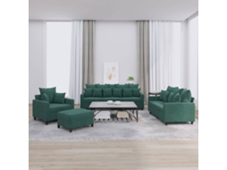 Vidaxl 4 Pcs Conjunto De Sofás Com Almofadões Veludo Verde-escuro