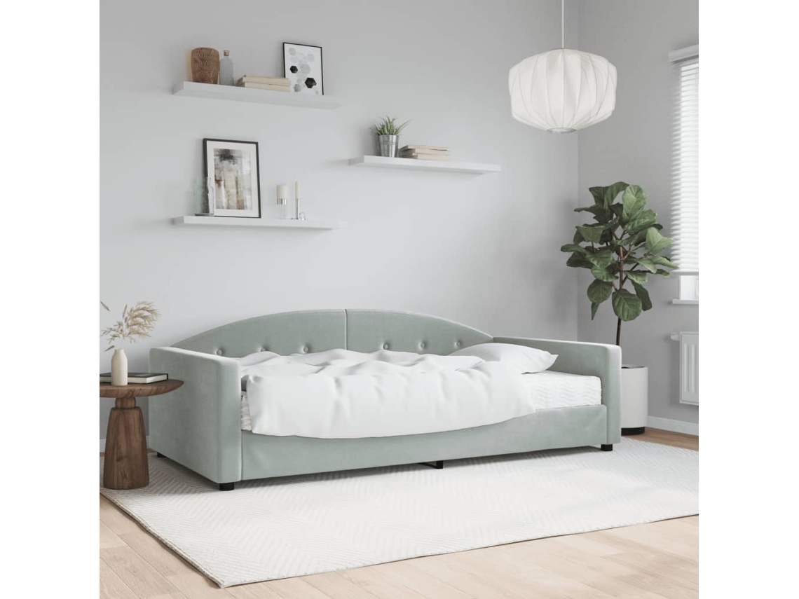 Vidaxl Sofá-cama Com Colchão 100x200 Cm Veludo Cinzento-claro