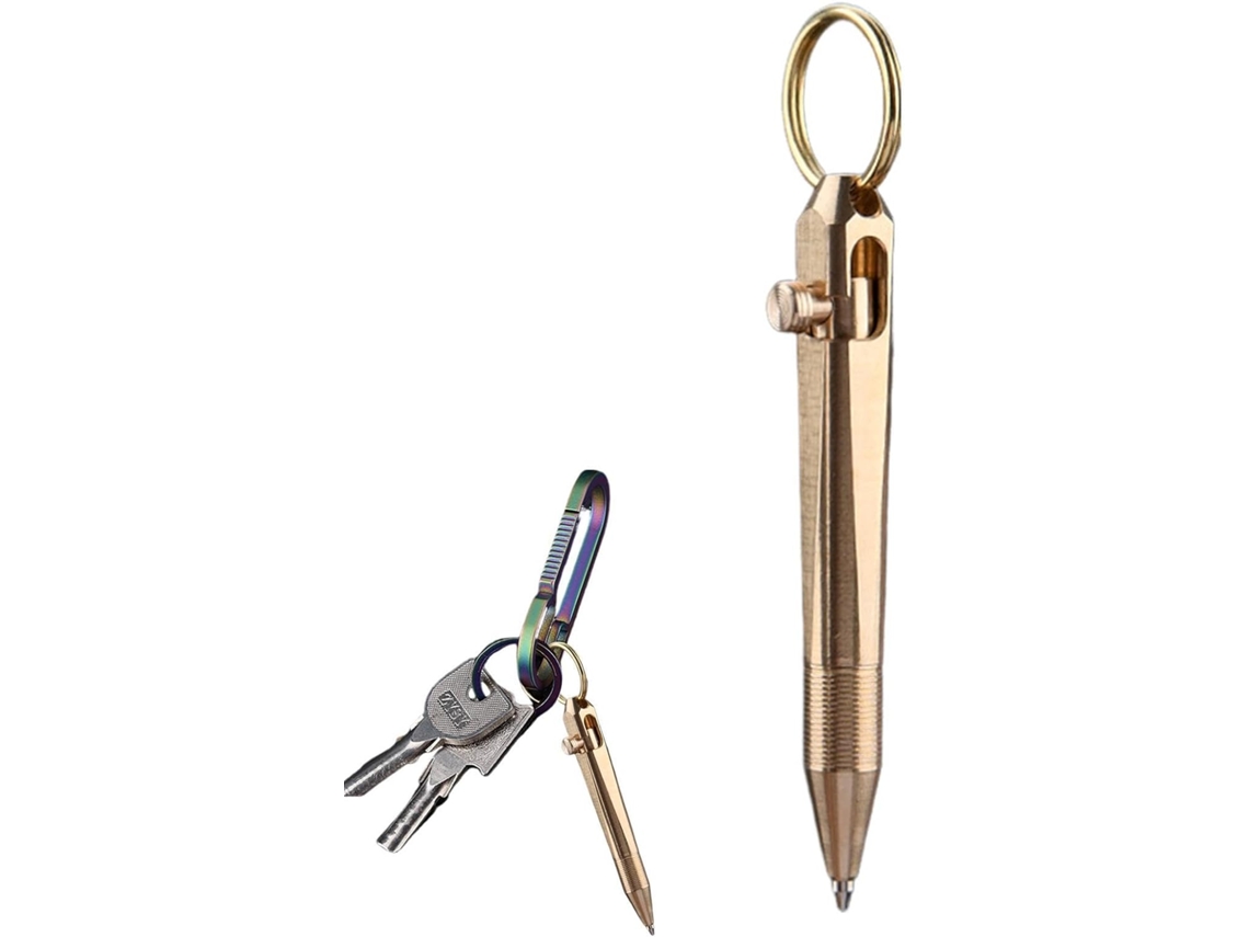 Caneta Esferográfica Mini Em Latão: Portátil Com Estojo, Retrô Metal