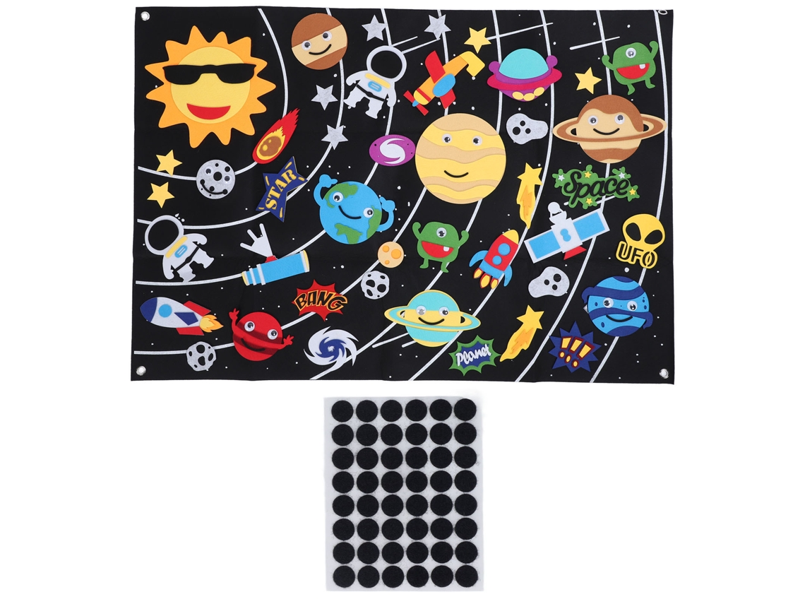 Painel de História Espacial em Feltro ATS, 45 Peças, Planetas do Sistema Solar, Faça Você Mesmo, Educativo, 3,5 Polegadas