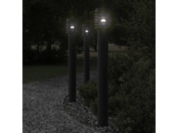 Vidaxl Candeeiro De Chão Para Exterior 110 Cm Aço Inoxidável Preto
