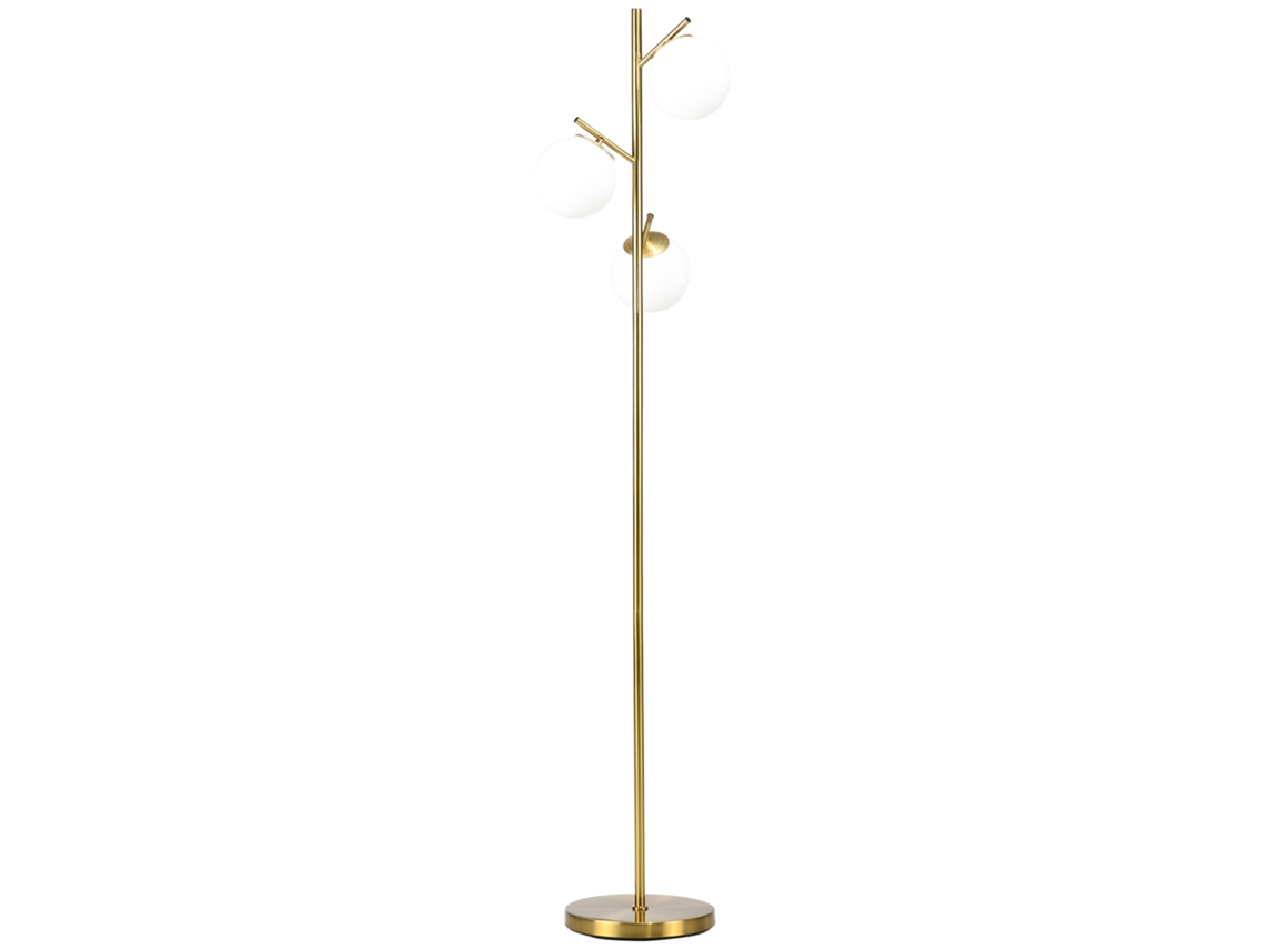 Luminária Chão 40w Soquete E27 3 Cúpulas Vidro 169cm VELTRIX