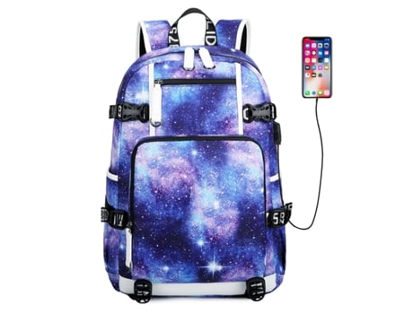 Mochila de ombro mochila de estudante simples mochila de estudante casual mochila de homem de 16 polegadas Azul estrelado