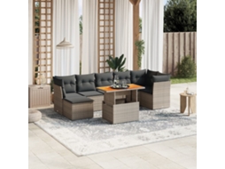 Jogo de Sofá Jardim 8 Peças C/ Almofadões Vime Pe Cinza Dkd Home Decor