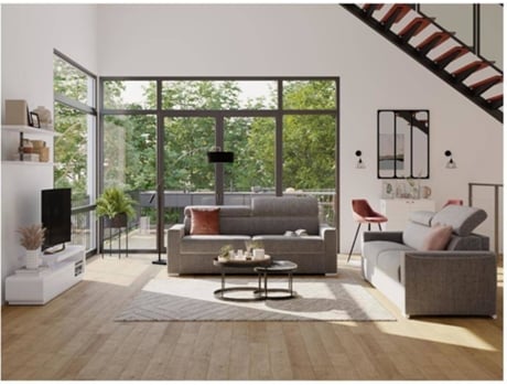 Sofá Cama Vizir LINEA SOFA (Cinzento - Tecido e Veludo - 216x94x100 cm/Dimensões da cama: 160-179 cm)