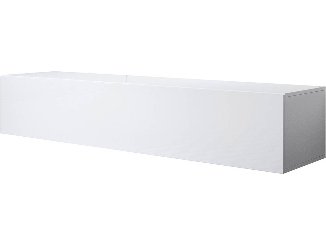 Móvel de TV Luke H2 MÓVEIS BONITOS (Branco - Melamina brilhante - 160x40x30 cm)