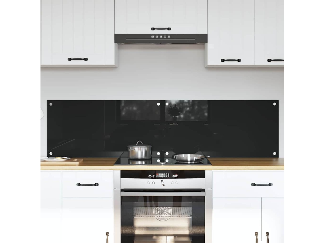 Vidaxl Painel De Cozinha 2 Unid. Preto 80 X 40 Cm Vidro Temperado