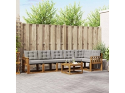 Vidaxl Conjunto De Sofás Para Exterior 7 Pcs Cinza Natural E Claro