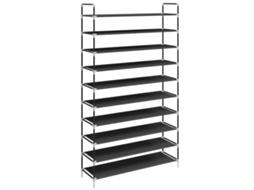 Sapateira com 10 Prateleiras de Metal e Tecido Preto MAISON EXCLUSIVE