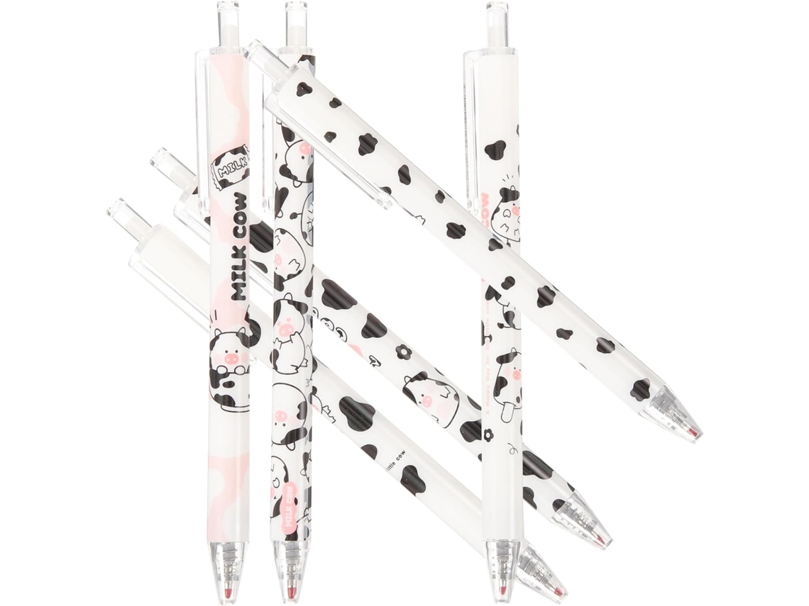 Conjunto De 6 Canetas Em Gel Showeroro Com Estampa Vaca, Ponta 5 Mm,