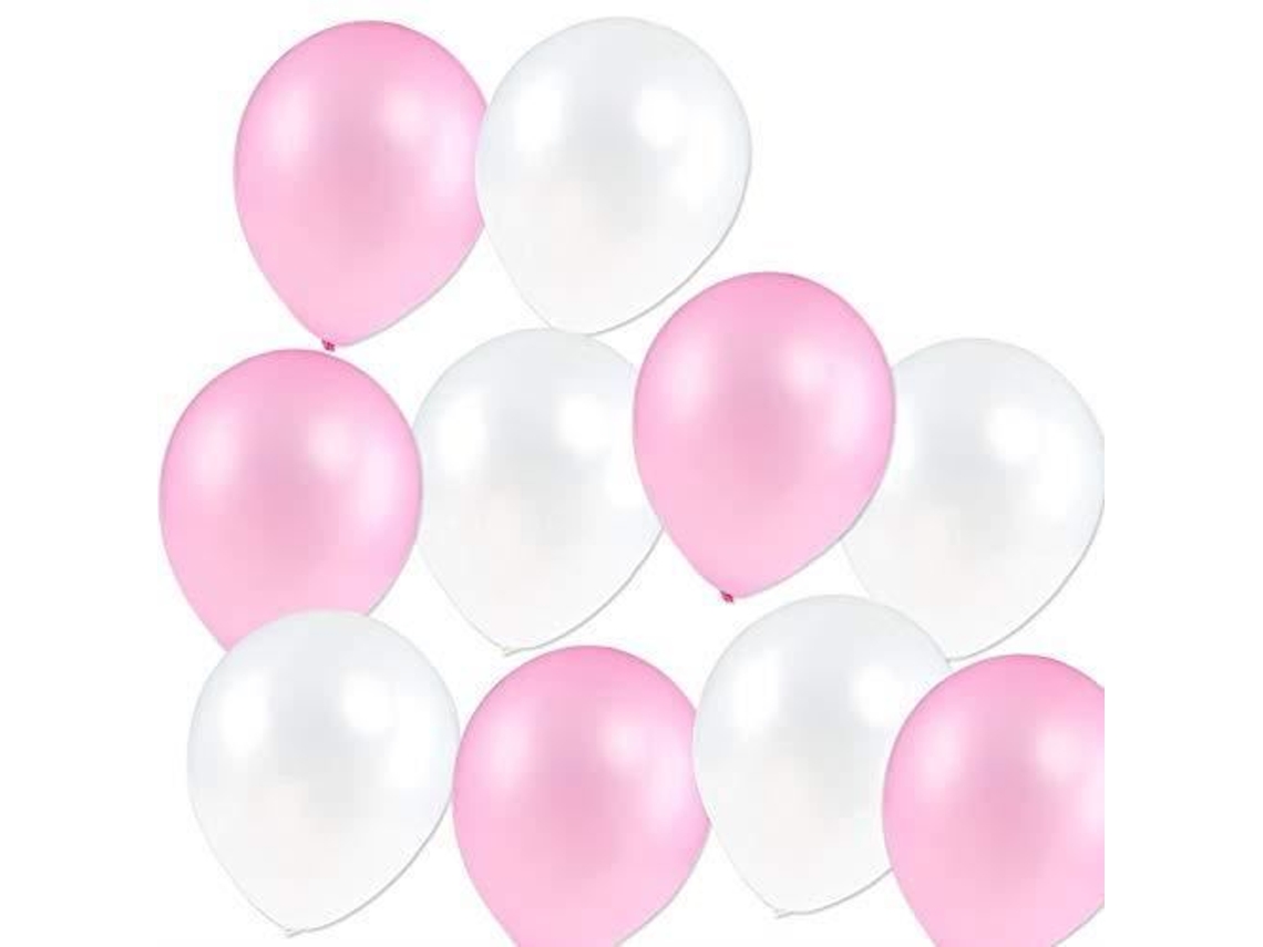 Sortimento de Balões de Festa de Aniversário de 12 Polegadas 100 Unidades Rosa e Branco 3Nt241