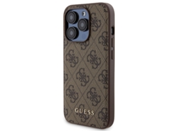 Capa Logótipo para iPhone 15 Pro Max GUESS Rígida Castanho