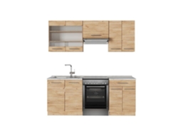 Cuisine Fame Line, 200cm, Pt Marbre, Chêne De Force Doré, Chêne De Force Doré, Vicco