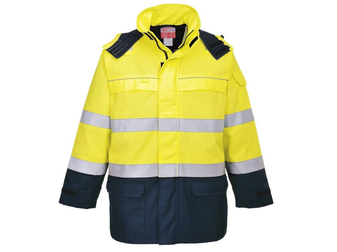 Jaqueta Bizflame Rain+ Hi-vis Arc - Alta Visibilidade E Proteção Azul Marinho E Amarelo / Xl