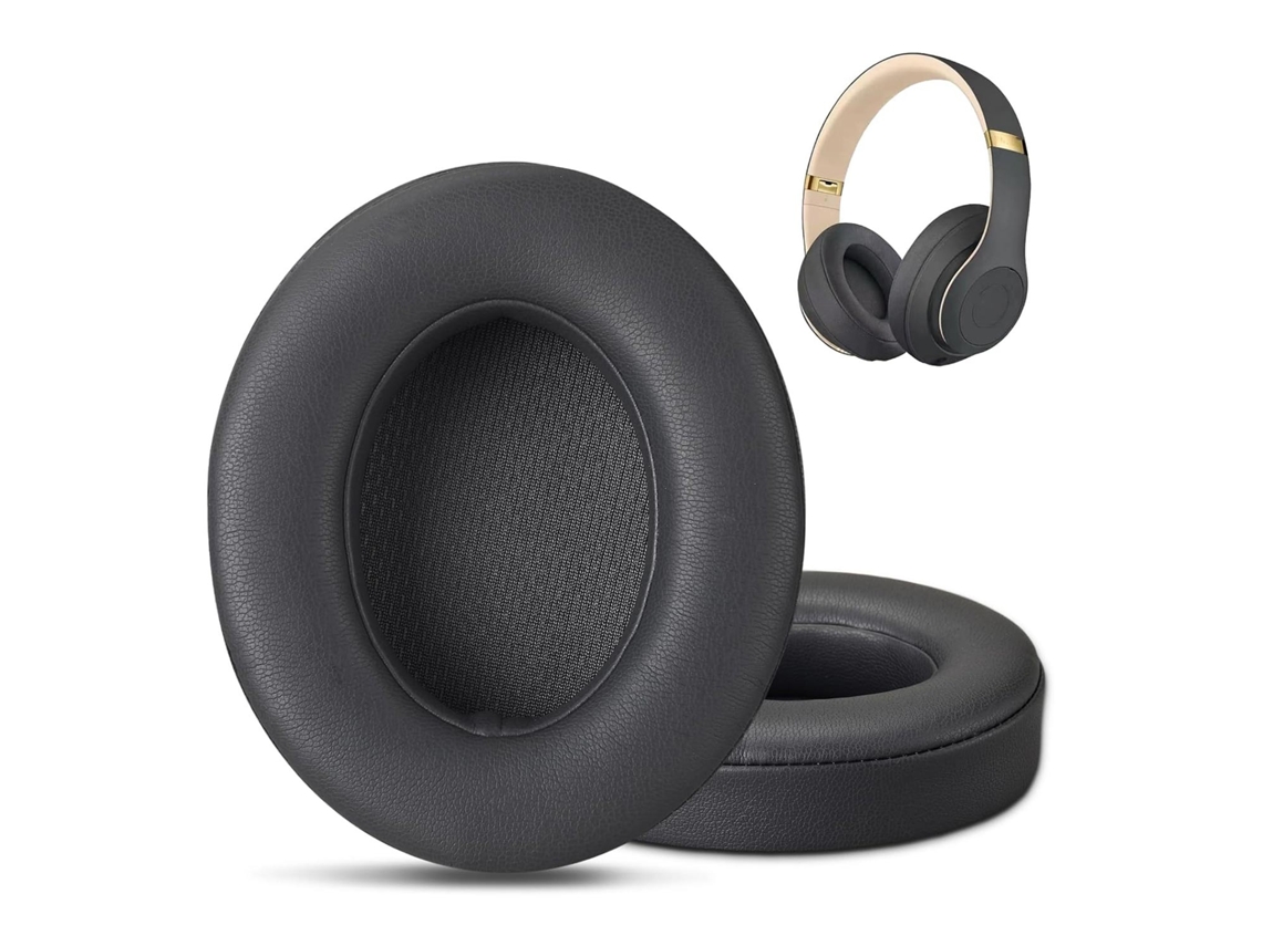 Almofadas Zruxe Para Auscultadores Beats Studio 3/2 Em Pele E Espuma De Memória (fáceis De Instalar, Pretas)