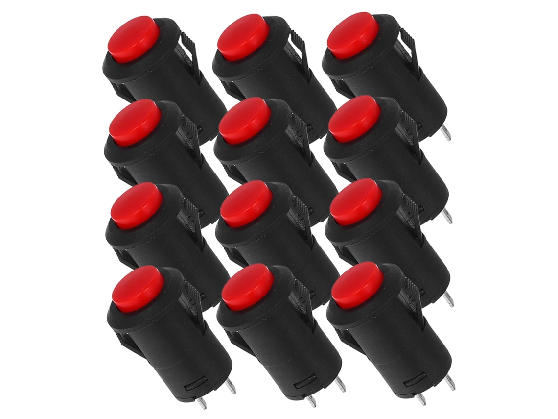 Conjunto De 12 Interruptores De Botão De Pressão Marítimos Vermelhos Pré-cabeados Para Travamento.