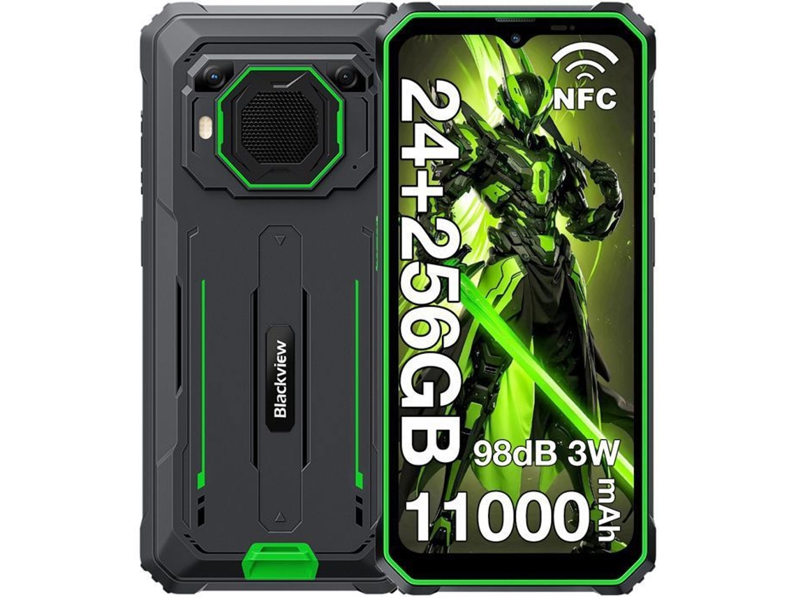 Smartphone Blackview Bv6200 Plus Robusto 24go 256go 11000mah 6.56 Android 14 16mp Alto-falante 98db Dual Sim 4g Nfc Gps - Verde