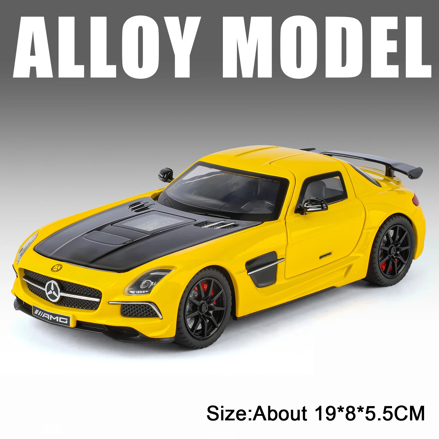 (sls Amarelo) Miniatura De Supercarro Em Escala 1:24, Corpo Em Metal, Retrovisores Dobráveis