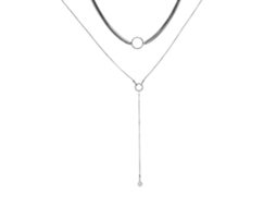 Colar Feminino Com Camadas Duas E Decoração Cristal Redondo
