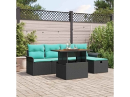 Vidaxl Conjunto De Sofá De Jardim 6 Unid. Preto Vime Pe