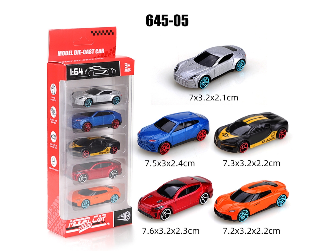 Miniaturas de Carros Deslizantes em Escala 1/64, Brinquedos Infantis MDUG (5 Carros)