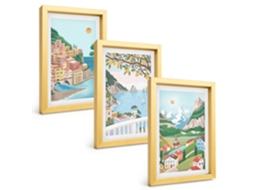 Composição De Quadros Vistas Litorâneas Em Tons Pastel Espelharte (3 Peças 20x30 Cm)
