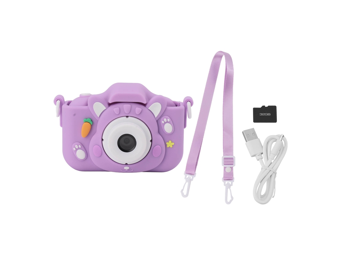 Câmera Digital Infantil com Lentes Frontal e Traseira 1080p 8x Zoom 32g Cartão Usb Recarregável Roxo | S/MARCA