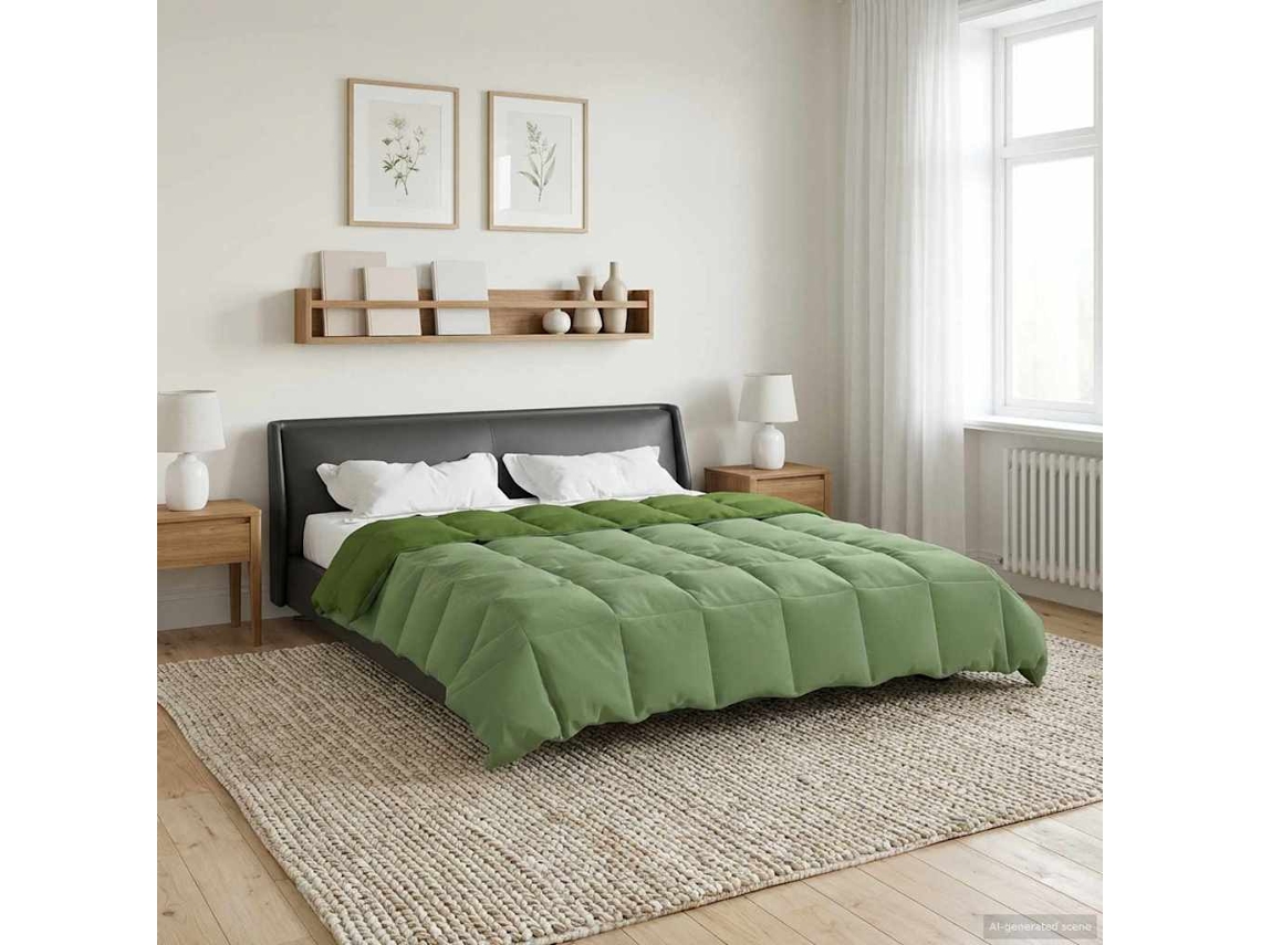 Vidaxl Edredom De Inverno 220 X 240 Cm Inverno Verde Respirável