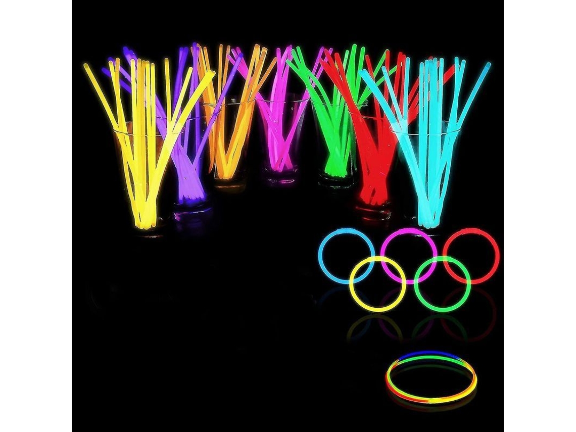 100 Palitos De Luz Em Massa Para Festas - Kit Com Palitos De 20cm, 6h De Brilho, Seguro E Conectores Forte