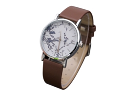 Relógio Feminino de Quartzo Analógico Pulseira Pu Mostrador Redondo Estilo Moderno Café