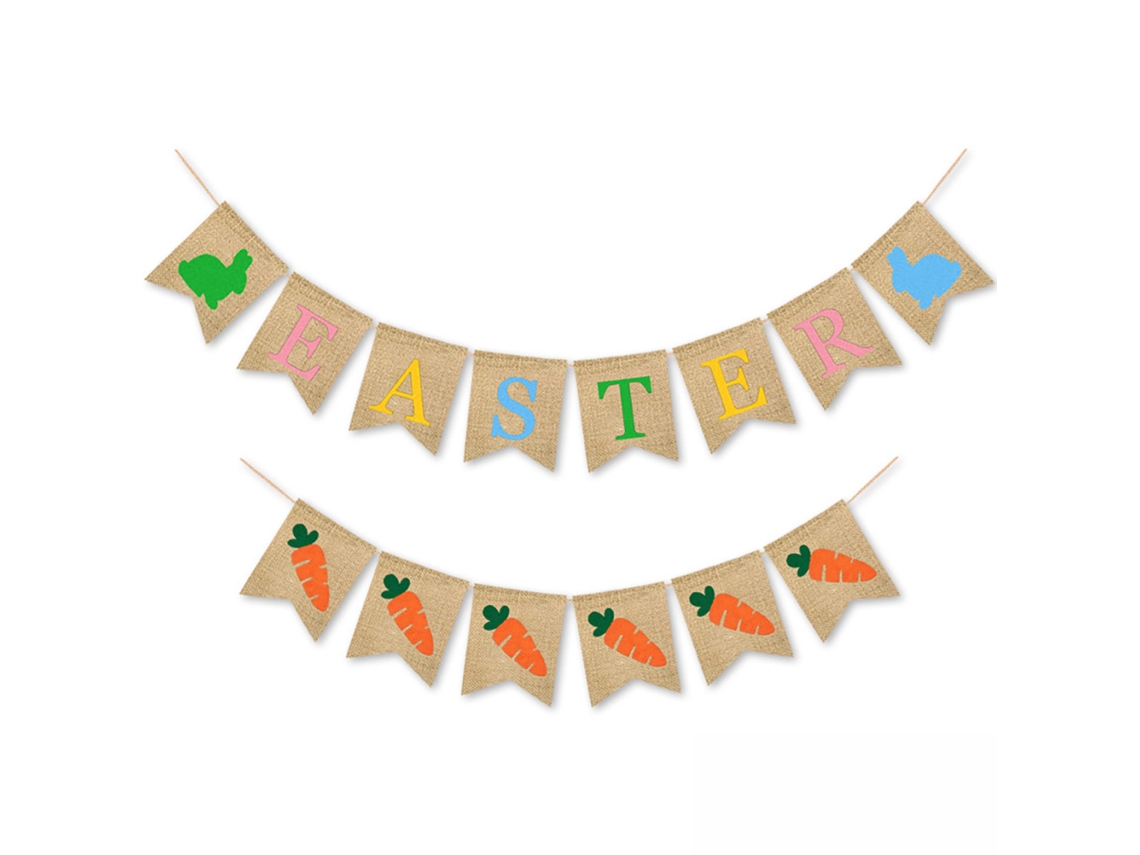 Burlap Banner Para Celebração Da Páscoa, Feliz Bunting Pasta Pásco