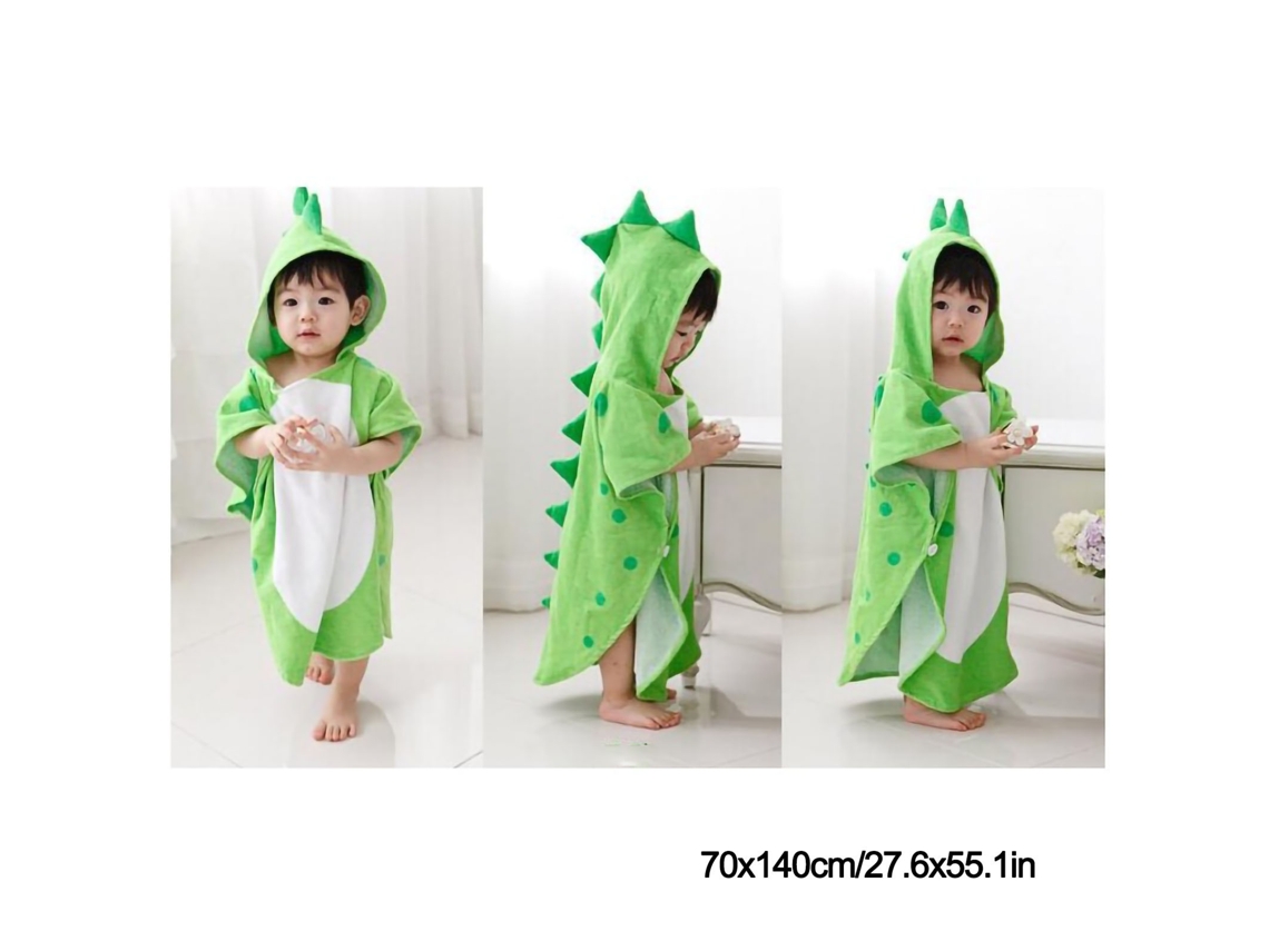 2026 toalla de Banho para Bebê de Algodão Amigável À Pele Absorvente Estilo Dinossauro Unissex com Capuz Verde 70x140cm