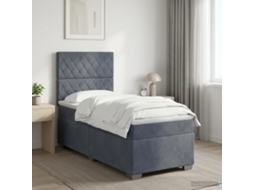 Vidaxl Cama Box Spring Com Colchão Cinzento-escuro 90 X 200 Cm Veludo
