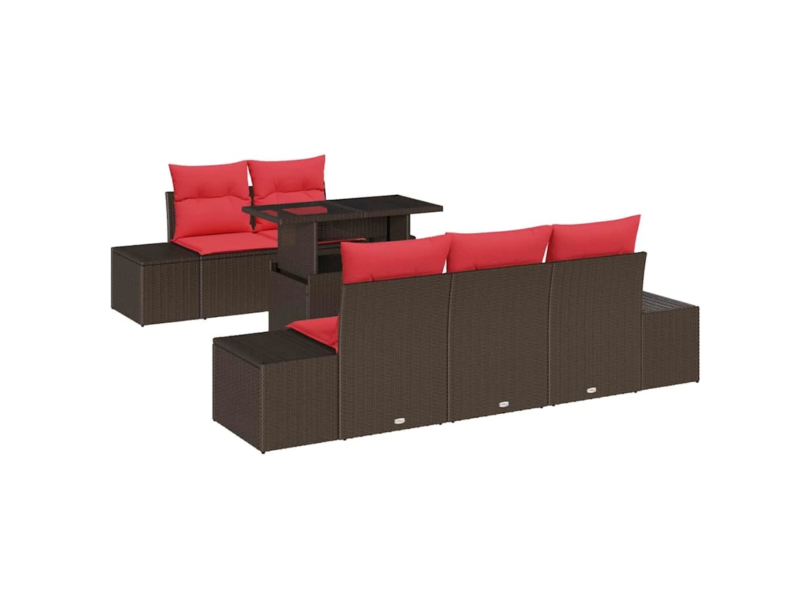 Maison Exclusive - Conjunto De Sofás Com Almofada 6 Pcs Marrom E Vermelho Vime Pe