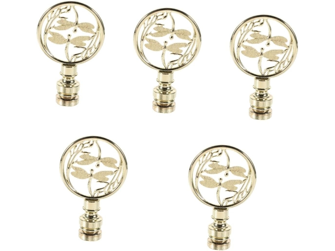 Conjunto De 5 Botões De Acabamento Para Abajur Com Design Exclusivo Em Metal Em Formato De Libélula.
