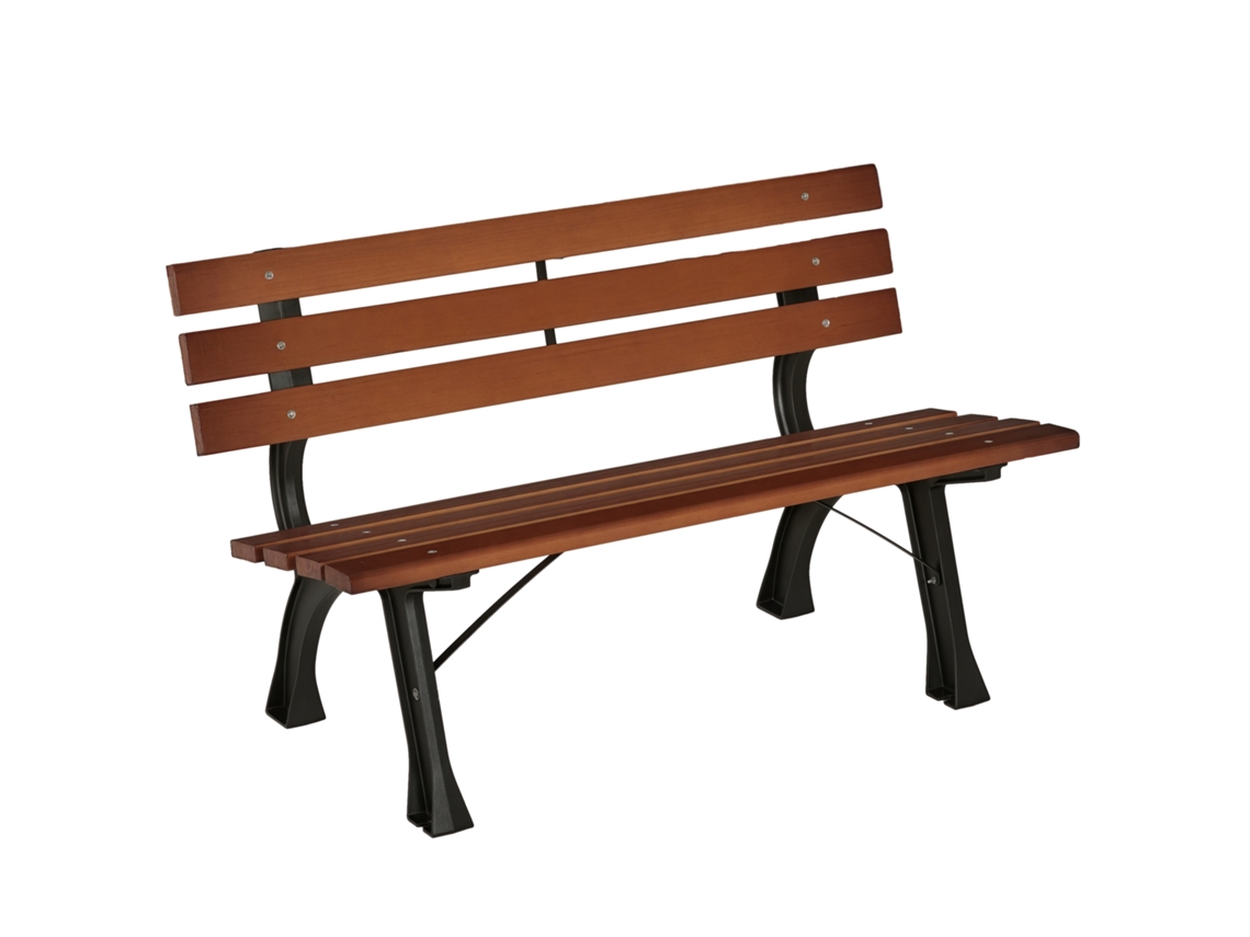 Banco de Jardim BTFORUS em Alumínio e Ripas de Madeira, 120x57x70cm
