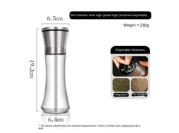 Moedor Manual de Sal e Pimenta em Aço Inoxidável Agitador para Cozinha-200Ml com Tampa de Aço Inoxidável LUUCOZK