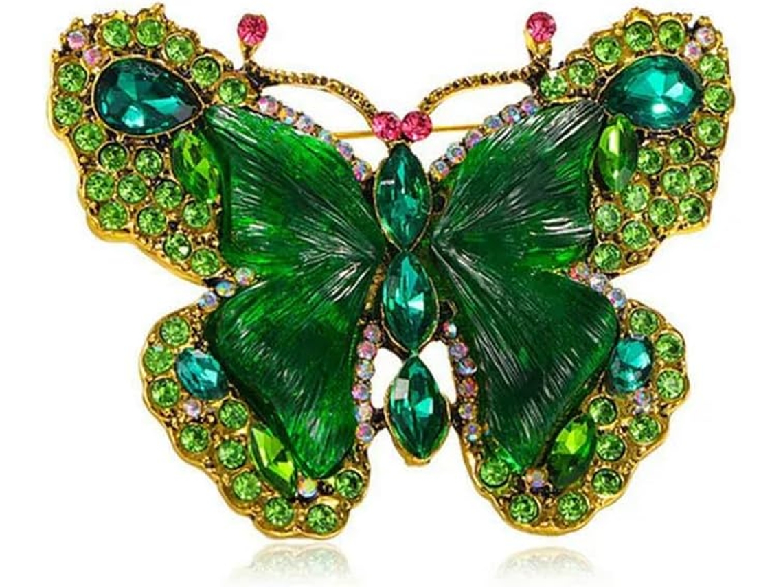 Broche Feminino Retrô De Borboleta Com Alfinetes Roupa Verde